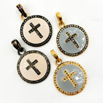 Load image into Gallery viewer, Sterling Silver Round Cross Enamel Pendants