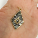 Load image into Gallery viewer, Black Rhodium Sterling Silver With Gold and Diamond Rhomb