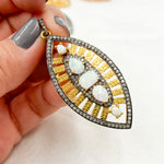 Load image into Gallery viewer, DP208. Diamond Sterling Silver Leaf Shape Pendant with Gemstone