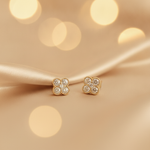Load image into Gallery viewer, EFF51699. 14K Solid Yellow Gold Diamond Flower Studs