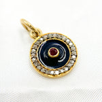 Load image into Gallery viewer, Sterling Silver Round Enamel Charm with Gemstone