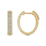 Load image into Gallery viewer, EHL56446. 14K Solid Gold Diamond Oval Hoops