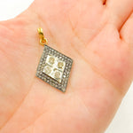Load image into Gallery viewer, DP203. Diamond Sterling Silver Rhombus Shape Pendant with Polki Diamond