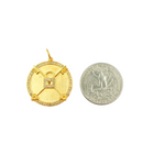 Load image into Gallery viewer, 14K Solid Gold Circle Lock and Key Pendant with Diamonds. GDP46