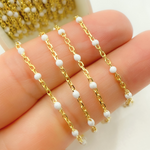Load image into Gallery viewer, 925 Sterling Silver Gold Plated Enamel White Color Cable Chain. V203WTGP
