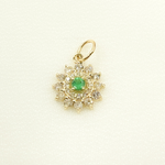 Load image into Gallery viewer, 14K Solid Gold Diamond Flower Charm. GDP211