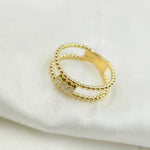 Load image into Gallery viewer, 14K Solid Yellow Gold Diamond Double Line Ring.
