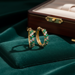 Load image into Gallery viewer, EHE56872. 14K Solid Gold Diamonds and Turquoise Hoops