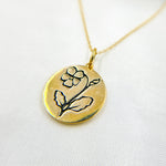 Load image into Gallery viewer, 14k Solid Gold Medallion Flower-Month Necklace. NFA71222
