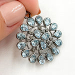 Load image into Gallery viewer, DSP025. Diamond Sterling Silver Round Flower Pendant with Gemstone