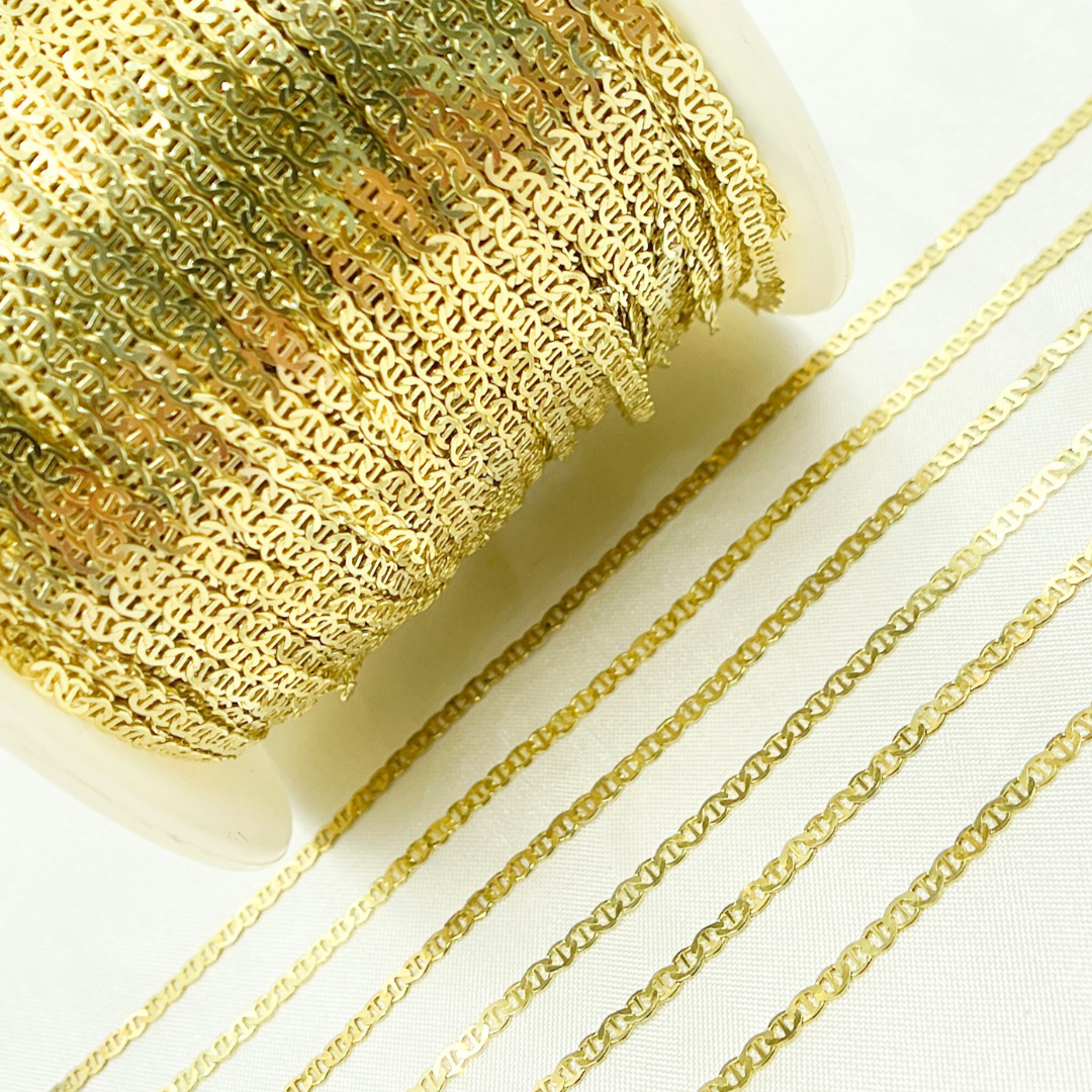 Z13GP. Gold Plated 925 Sterling Silver Flat Marina Chain