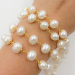 Load image into Gallery viewer, Gold Plated Wire Freshwater Pearl Chain
