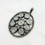 Load image into Gallery viewer, DSP018. Diamond Sterling Silver Oval Pendant With Gemstone