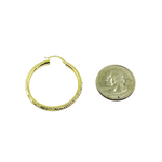 Load image into Gallery viewer, GER67. 14K Gold Hollow Hoop Earrings with Engraved Tornado Design