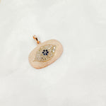 Load image into Gallery viewer, DP355. Diamond Sterling Silver Rectangle Eye Pendant with Gemstone