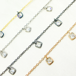 Load image into Gallery viewer, CZ2. 4mm Cubic Zirconia Square Shape Dangle Chain