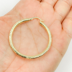 Load image into Gallery viewer, 14K Gold Hoop Earrings with Engraved Tornado Design