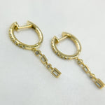 Load image into Gallery viewer, HP400533. 14k Solid Gold Diamond Dangle Huggie Earrings