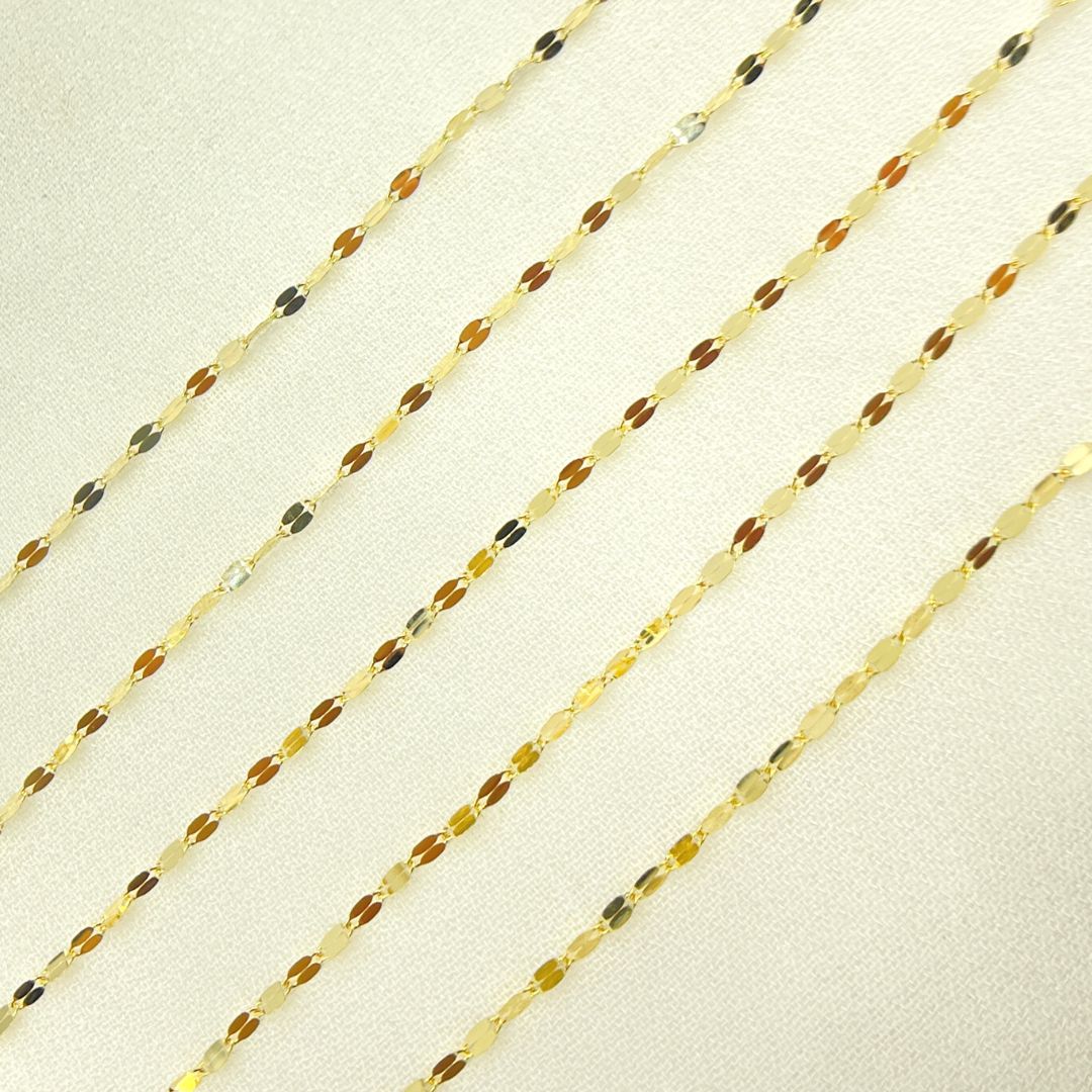 14K Solid Gold Flat Marina Link Unfinished Chain