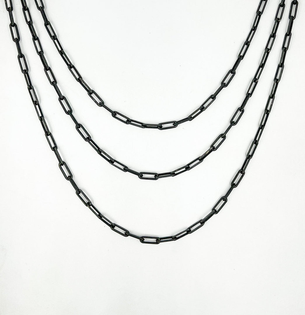 Black Rhodium 925 Sterling Silver  Matte Paperclip Chain. X26BRM