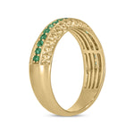 Load image into Gallery viewer, 14k Solid Gold Diamond and Emerald Band Ring.