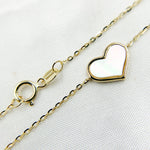 Load image into Gallery viewer, BR404076. 14K Solid Gold Mother of Pearl Heart Bracelet