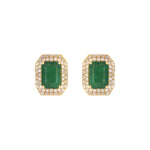 Load image into Gallery viewer, CE97162EM7X5. 14K Solid Gold Diamonds and Emerald Square Stud Earrings