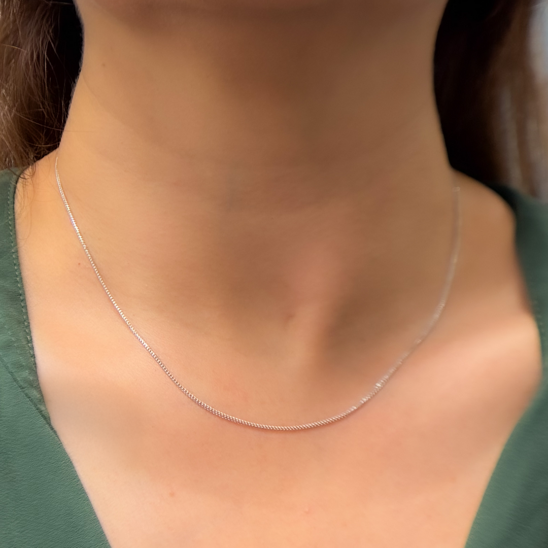 14K Solid White Gold Wheat Chain