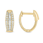 Load image into Gallery viewer, EHH57029. 14K Solid Gold Baguette Diamond Oval Hoop