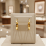 Load image into Gallery viewer, GER156. 14K Solid Gold Hollow Flat Hoop Earrings