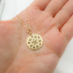 Load image into Gallery viewer, GDP494. 14k Solid Gold Diamond and Gemstone Circle and Flower Charm