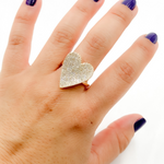 Load image into Gallery viewer, 14k Solid Gold Diamond Heart Ring.
