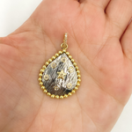 Load image into Gallery viewer, KSG05. Sterling Silver Black Rhodium with Diamonds Drop Shape Charm with a Star and Circles in the Center