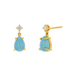 Load image into Gallery viewer, CE97072TQ7X5. 14K Solid Gold Turquoise Drop Dangle Earrings