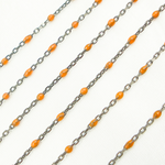 Load image into Gallery viewer, Oxidized Sterling Silver Enamel Orange Color Cable Chain