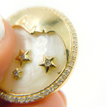 Load image into Gallery viewer, KG134. 14K Solid Gold Circle Charm with Moon & Stars