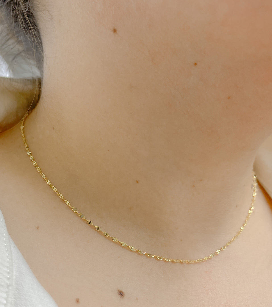 14K Solid Gold Marina Link Chain