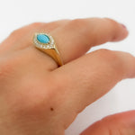 Load image into Gallery viewer, CR96516TQ8X4. 14K Solid Gold Diamond and Turquoise Oval Ring