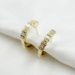 Load image into Gallery viewer, HP402527. 14K Solid Gold Diamond Baguette Hoop Earring