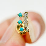 Load image into Gallery viewer, EFB53898. 14K Solid Gold Diamond and Turquoise Fancy Stud Earrings