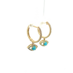 Load image into Gallery viewer, EHG56978TQY. 14k Solid Gold Diamond & Turquoise Eye Hoops
