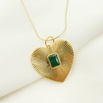 Load image into Gallery viewer, CGDP51. 14K Solid Gold Heart Charm with Stone in the Center