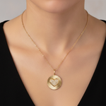 Load image into Gallery viewer, PFC33130. 14K Solid Gold Diamond Heart Medallion Necklace