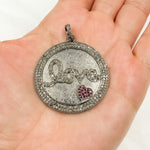 Load image into Gallery viewer, Diamond Sterling Silver Round Love Pendant with Gemstone Heart