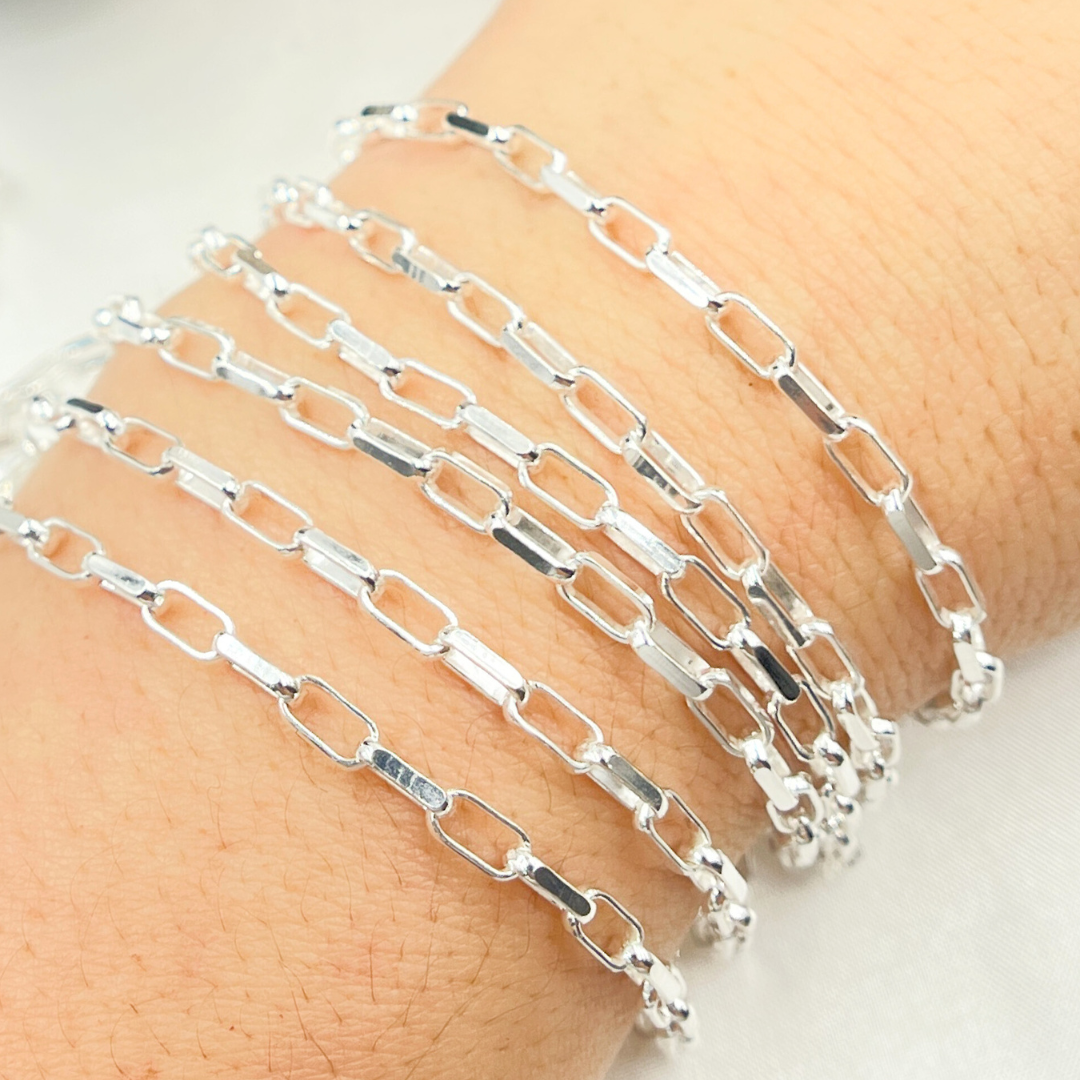 Z100SS. Sterling Silver Flat Oval Box Link Chain