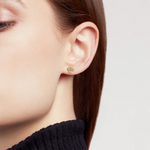 Load image into Gallery viewer, 14K Solid Gold Diamond Flower Stud Earrings