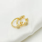 Load image into Gallery viewer, HP402520. 14K Solid Yellow Gold Diamond Beaded Flower Hoop Earring