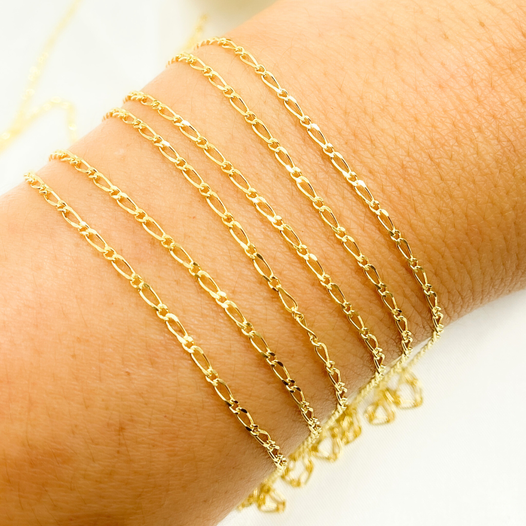 14k Solid Yellow Gold Short & Long Link Chain by Foot