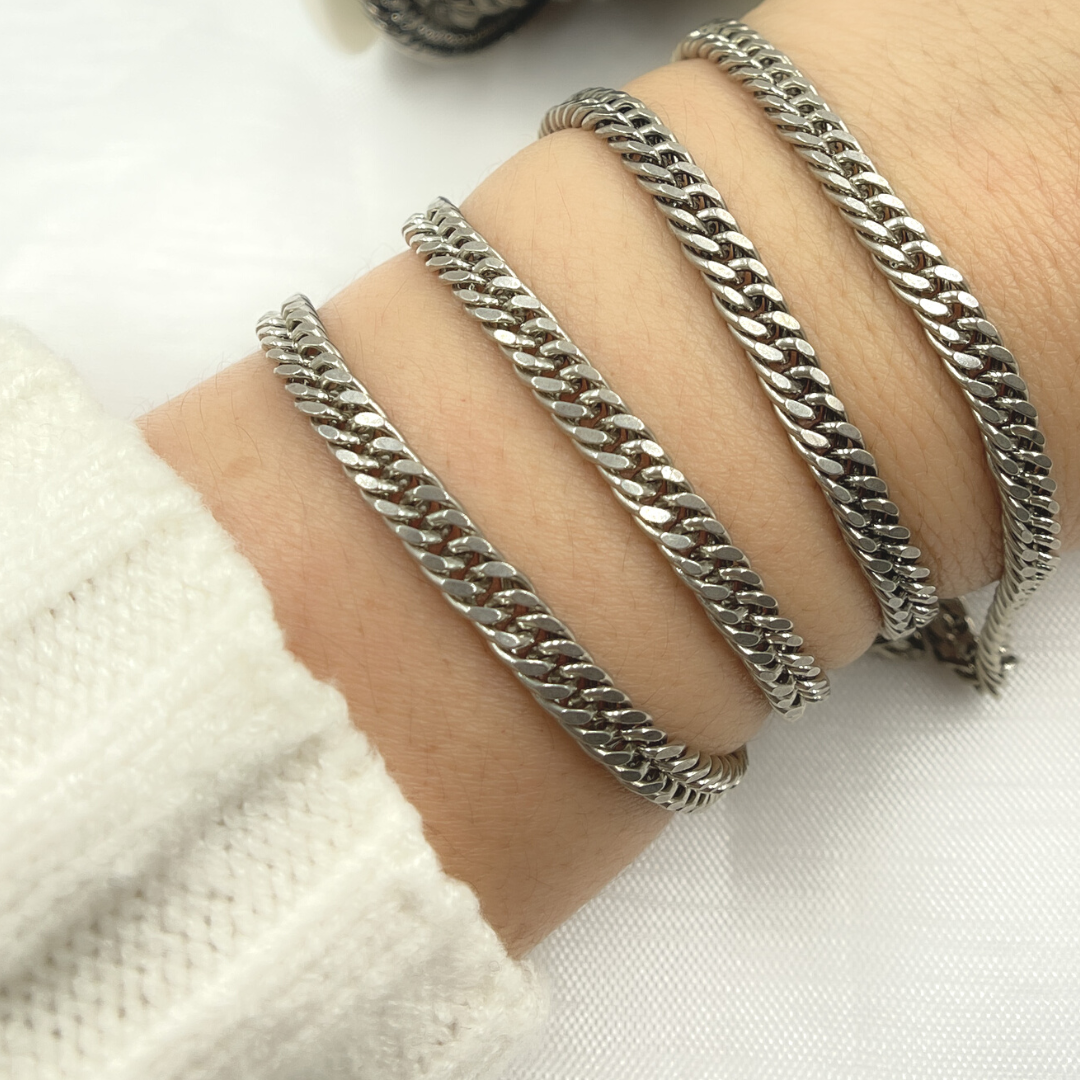 Y68OX. Oxidized Sterling Silver Solid Double Curb Chain