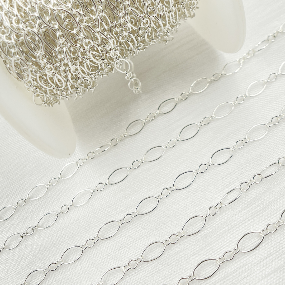 738SS. 925 Sterling Silver Oval and Round Link Chain
